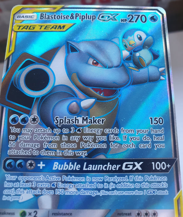 Pokemon - Blastoise & Piplup GX *Ultra Rare* Cosmic Eclipse 214/236