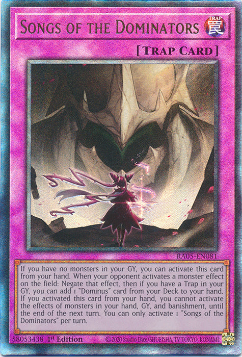 Yugioh - Songs of the Dominators *Select Rarity* RA05-EN081 (NM)