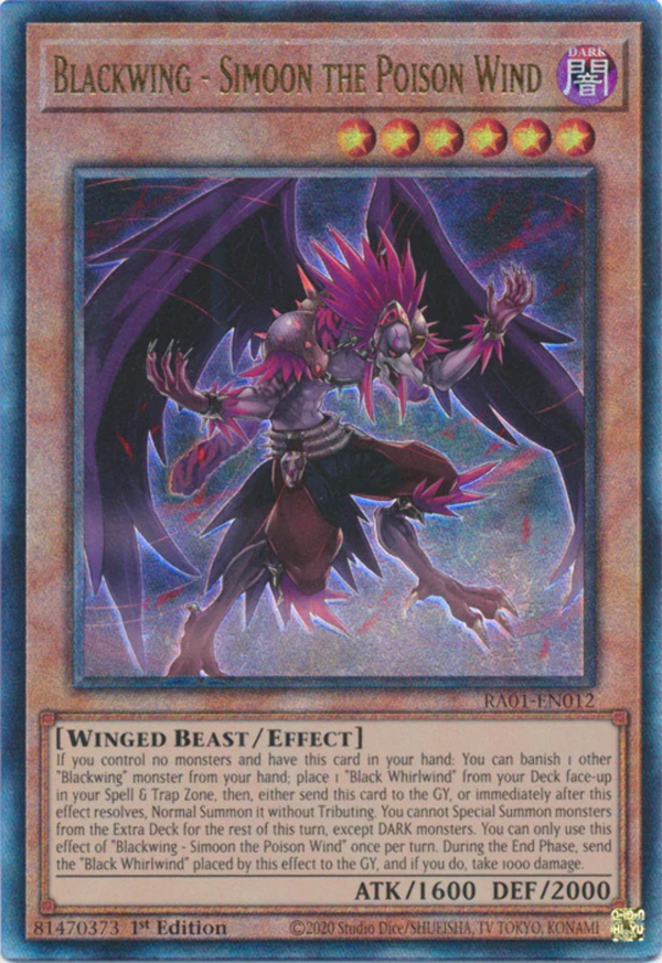 Yugioh - Blackwing - Simoon the Poison Wind *Select Rarity* RA01-EN012 (NM)