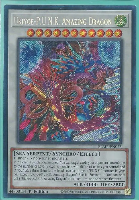 Yugioh - Ukiyoe-P.U.N.K Amazing Dragon *Secret Rare* BLMR-EN075 (NM/M)