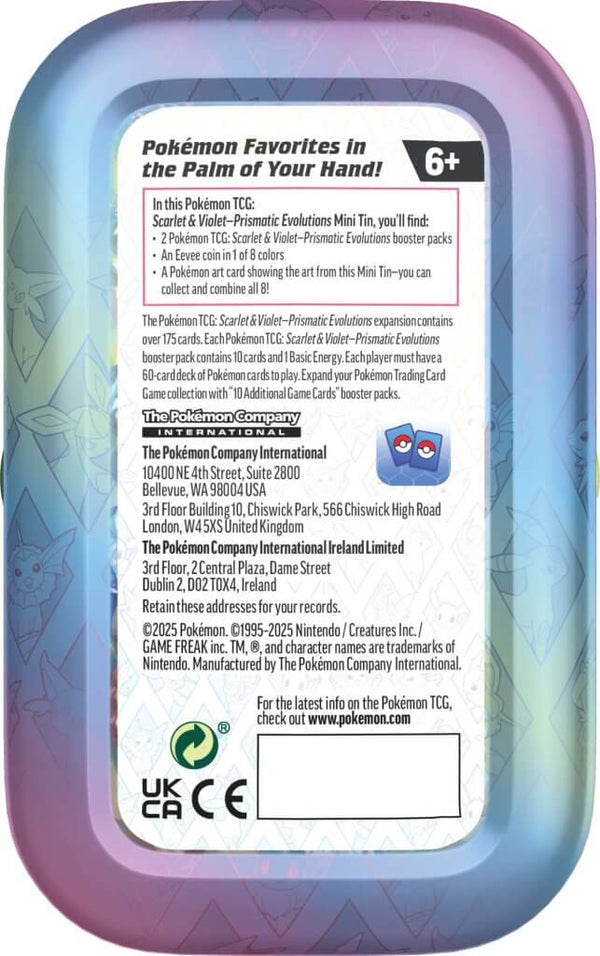 Pokemon - Scarlet & Violet 8.5 Prismatic Evolutions Mini Tin Display Case (8 Tins)