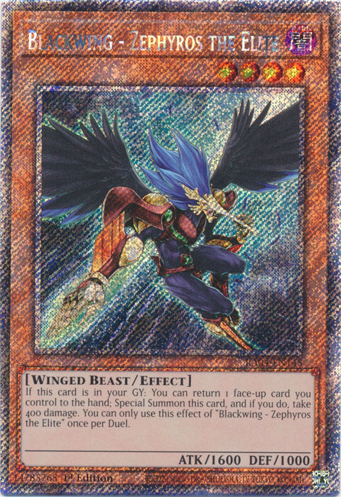 Yugioh - Blackwing – Zephyros the Elite *Platinum Secret Rare* RA04-EN145 (NM)