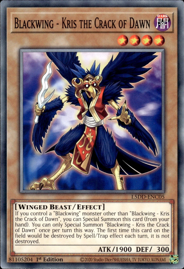 Yugioh - Blackwing - Kris the Crack of Dawn *Common* L5DD-ENC05 (NM)