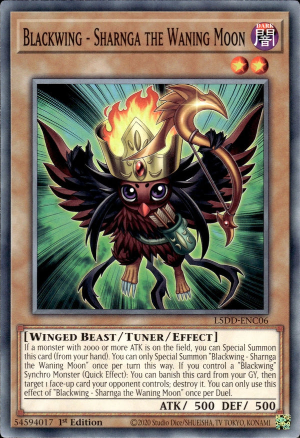 Yugioh - Blackwing - Sharnga the Waning Moon *Common* L5DD-ENC06 (NM)