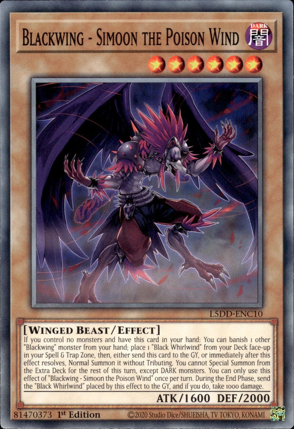 Yugioh - Blackwing - Simoon The Poison Wind *Common* L5DD-ENC10 (NM)