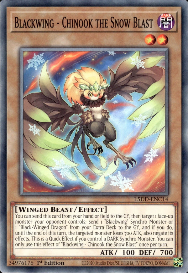 Yugioh - Blackwing - Chinook The Snow Blast *Common* L5DD-ENC14 (NM)