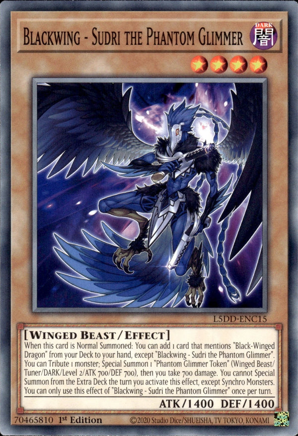 Yugioh - Blackwing - Sudri The Phantom Glimmer *Common* L5DD-ENC15 (NM)