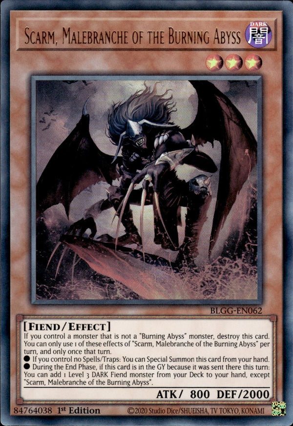 Yugioh - Scarm, Malebranche of the Burning Abyss *Ultra Rare* BLGG-EN062 (NM)