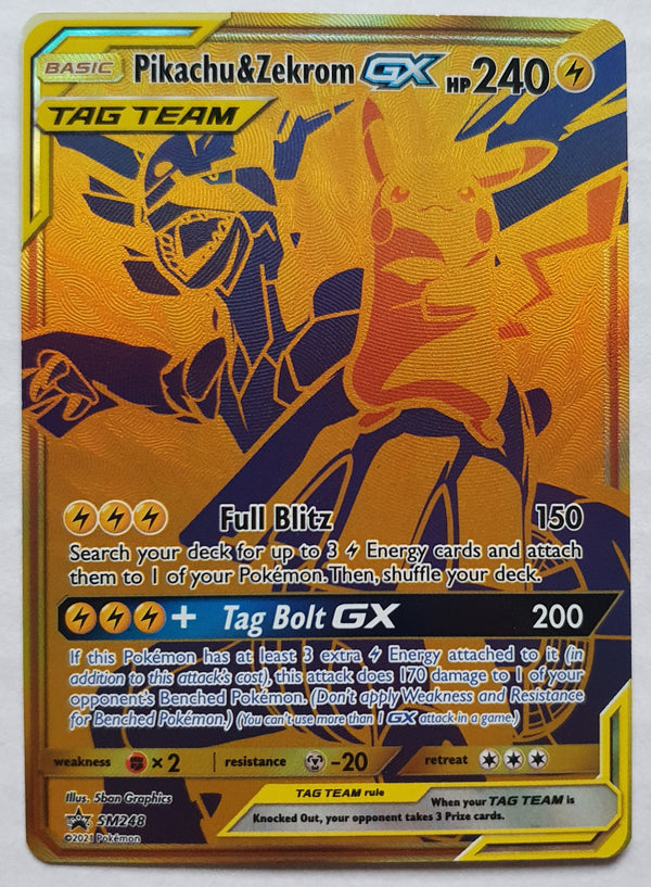 Pokemon - Pikachu & Zekrom GX *Gold Ultra Rare* Black Star Promo SM248 (NM)