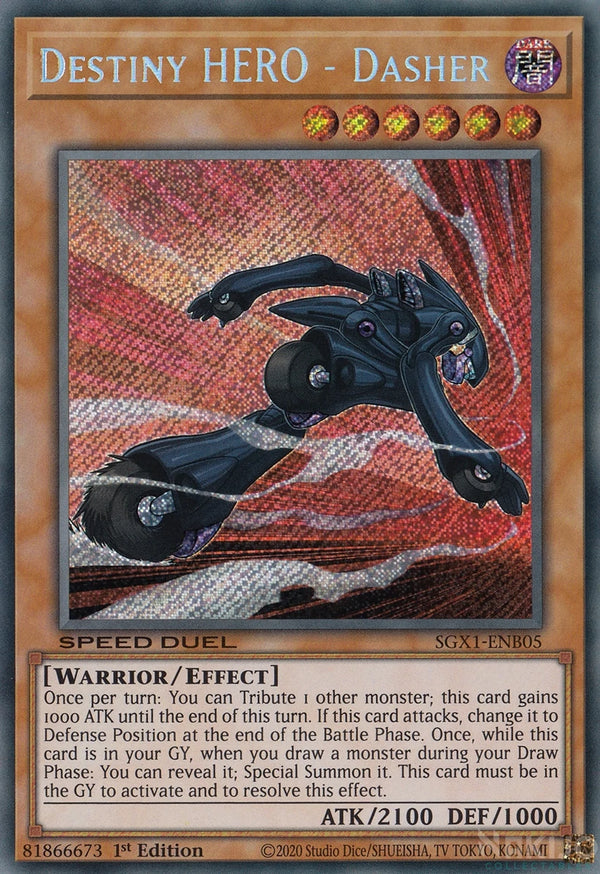Yugioh - Destiny HERO - Dasher *Secret Rare* SGX1-ENB05 (NM/M)