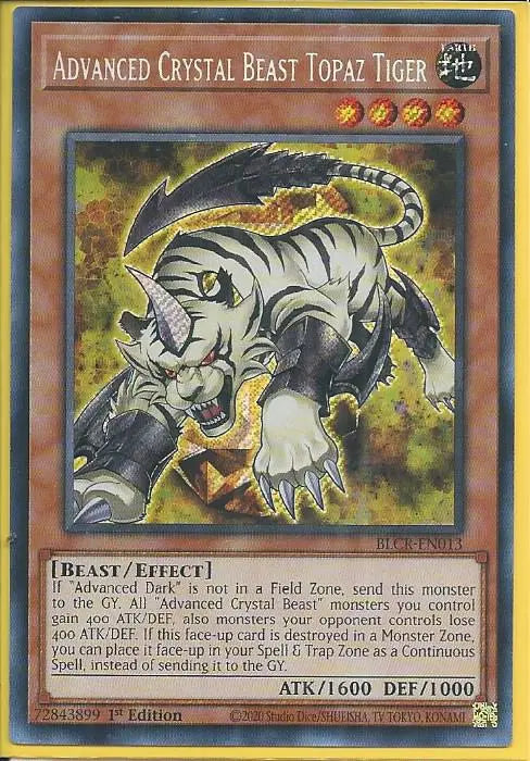 Yugioh - Advanced Crystal Beast Topaz Tiger *Secret Rare* BLCR-EN013 (NM)