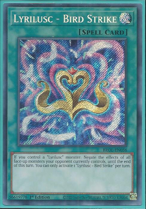 Yugioh - Lyrilusc – Bird Strike *Secret Rare* BROL-EN036 (NM/M)
