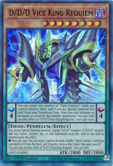 Yugioh - D/D/D Vice King Requiem *Ultra Rare* GFP2-EN002 (NM)