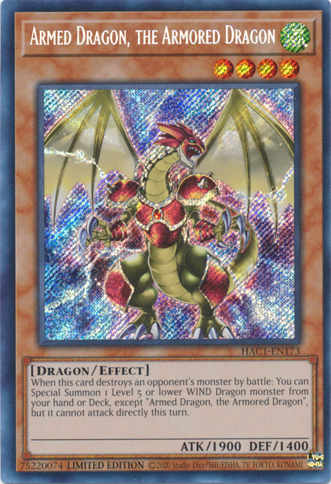 Yugioh - Armed Dragon, the Armored Dragon *Secret Rare* HAC1-EN173 (NM)