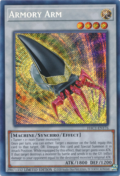 Yugioh - Armory Arm *Secret Rare* HAC1-EN176 (NM)