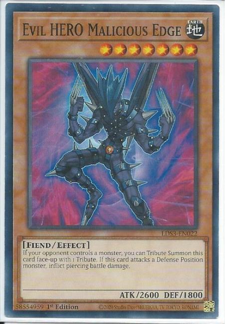 Yugioh - Evil HERO Malicious Edge *Common* LDS3-EN022 (NM)