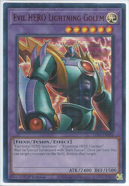 Yugioh - Evil HERO Lightning Golem *Red Ultra Rare* LDS3-EN028 (NM/M)