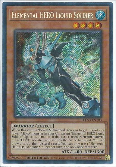 Yugioh - Elemental HERO Liquid Soldier *Secret Rare* LDS3-EN103 (NM)