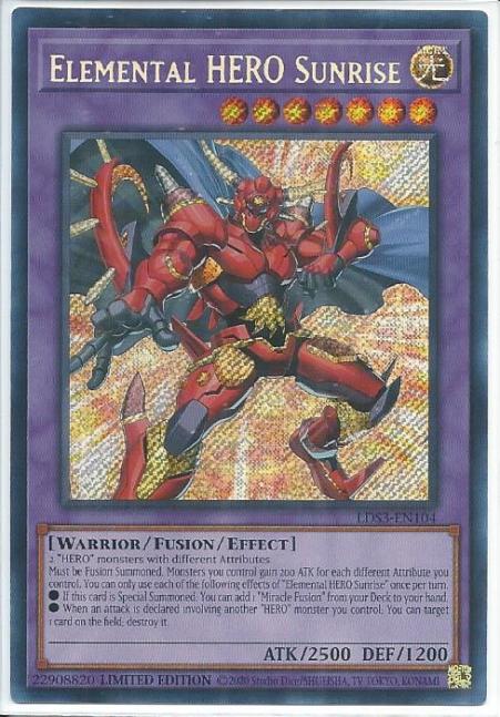 Yugioh - Elemental HERO Sunrise *Secret Rare* LDS3-EN104 (NM)