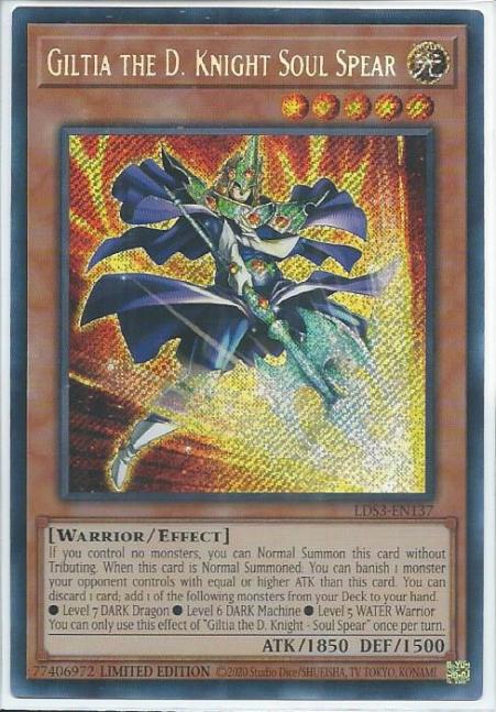 Yugioh - Giltia the D. Knight - Soul Spear *Secret Rare* LDS3-EN137 (NM/M)