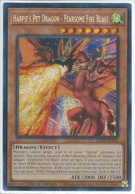 Yugioh - Harpie's Pet Dragon - Fearsome Fire Blast *Secret Rare* LDS3-EN138 (NM)