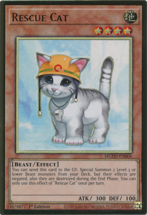 Yugioh - Rescue Cat *Premium Gold Rare* MGED-EN006 (NM)