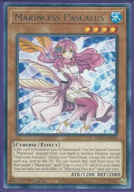Yugioh - Marincess Pascalus *Rare* MP21-EN038 (NM/M)
