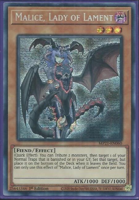 Yugioh - Malice, Lady of Lament *Prismatic Secret Rare* MP21-EN060 (NM)