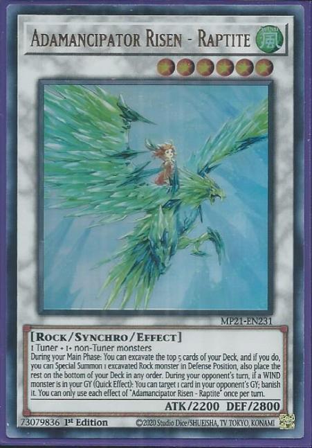 Yugioh - Adamancipator Risen - Raptite *Ultra Rare* MP21-EN231 (NM/M)