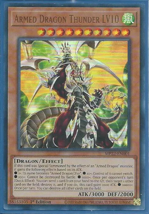 Yugioh - Armed Dragon Thunder LV10 *Ultra Rare* MP22-EN001 (NM/M)