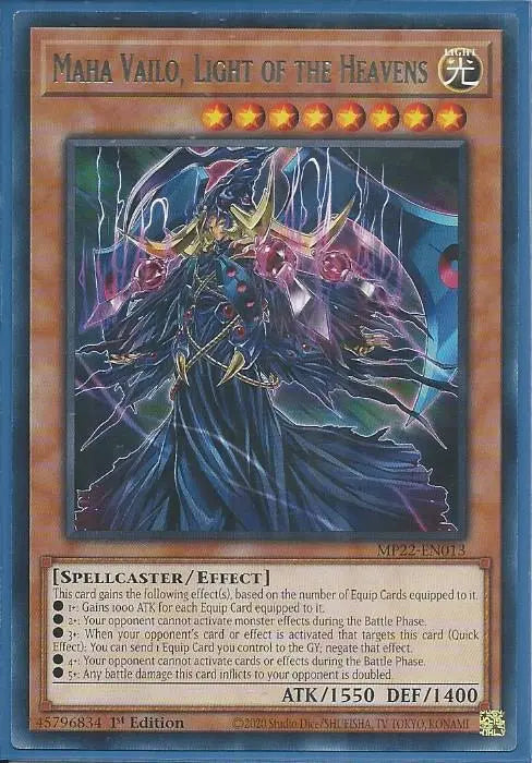 Yugioh - Maha Vailo, Light of the Heavens *Rare* MP22-EN013 (NM/M)