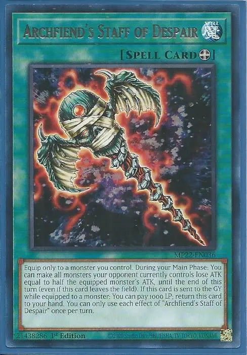 Yugioh - Archfiend’s Staff of Despair *Rare* MP22-EN036 (NM/M)