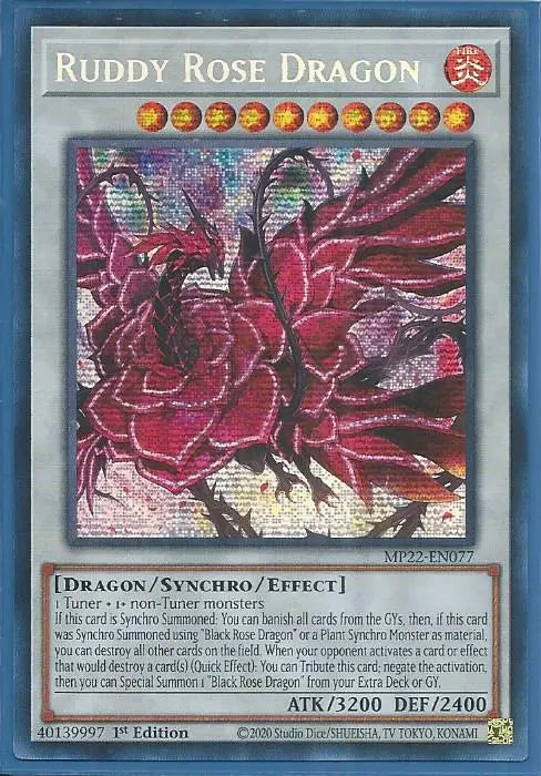 Yugioh - Ruddy Rose Dragon *Prismatic Secret Rare* MP22-EN077 (NM)