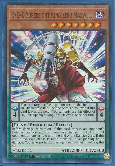 Yugioh - D/D/D Supersight King Zero Maxwell *Ultra Rare* MP22-EN112 (NM)