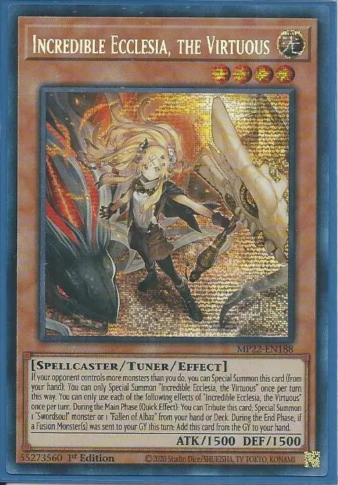 Yugioh - Incredible Ecclesia, the Virtuous *Prismatic Secret Rare* MP22-EN188 (NM/M)