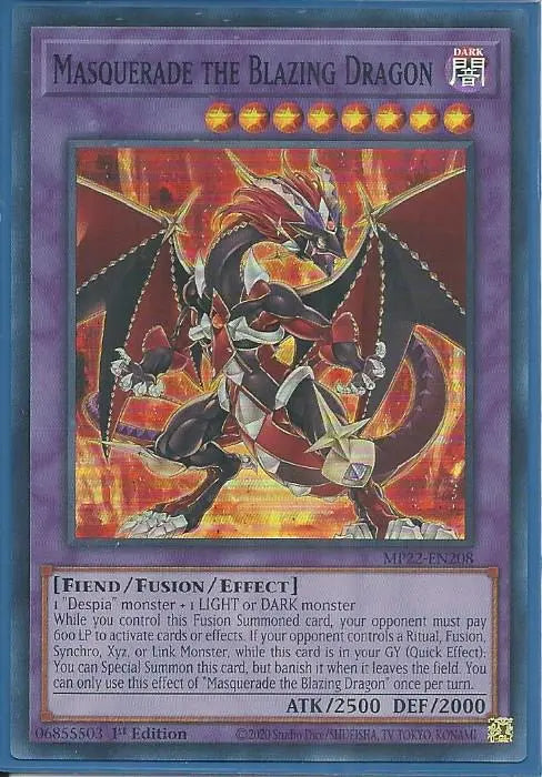 Yugioh - Masquerade the Blazing Dragon *Super Rare* MP22-EN208 (NM/M)