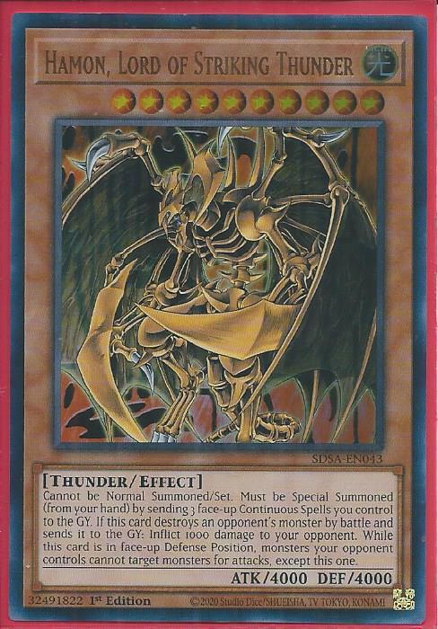 Yugioh - Hamon, Lord of Striking Thunder *Ultra Rare* SDSA-EN043 (NM)