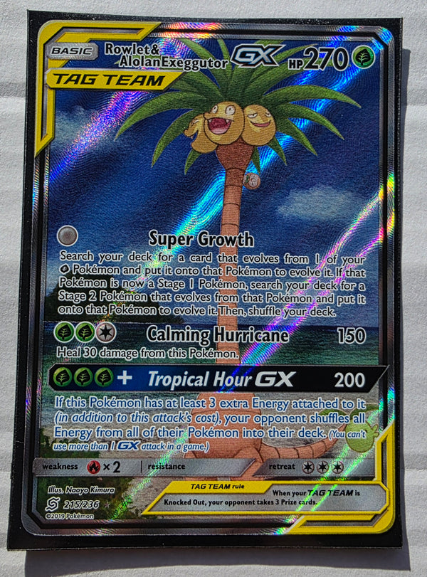Pokemon - Rowlet & Alolan Exeggutor GX *Alternate Art* Unified Minds 215/236