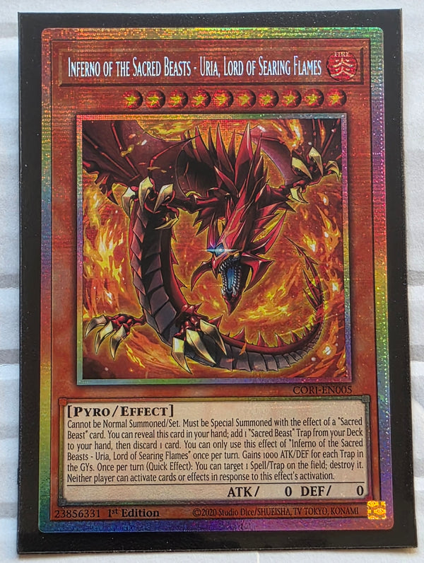 Yugioh - Inferno of the Sacred Beasts - Uria, Lord of Searing Flames *Starlight Rare* CORI-EN005 (NM)