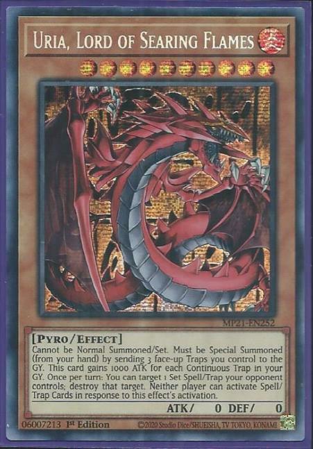 Yugioh - Uria, Lord of Searing Flames *Prismatic Secret Rare* MP21-EN252 (NM)