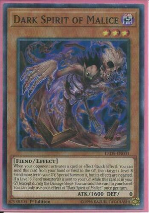Yugioh Card - Dark Spirit of Malice *Super Rare* LED5-EN003 (NM/M)