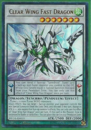 Yugioh Card - Clear Wing Fast Dragon *Ultra Rare* DUDE-EN011 (NM/M)
