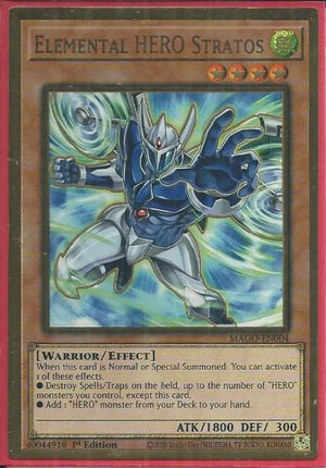 Yugioh - Elemental HERO Stratos *Premium Gold Rare* MAGO-EN004 (NM)