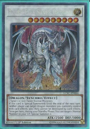Yugioh Card - Azure-Eyes Silver Dragon *Secret Rare* LCKC-EN066 (NM)
