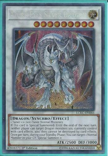 Yugioh Card - Azure-Eyes Silver Dragon *Secret Rare* LCKC-EN066 (NM)