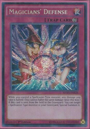 Yugioh Card - Magicians’ Defense *Secret Rare* MVP1-ENS28 (NM)