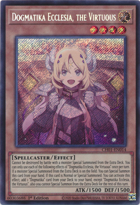 Yugioh - Dogmatika Ecclesia, The Virtuous *Secret Rare* CH01-EN014 (NM)