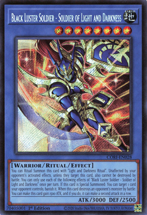 Yugioh - Black Luster Soldier – Soldier of Light and Darkness *Secret Rare* CORI-EN028 (NM)