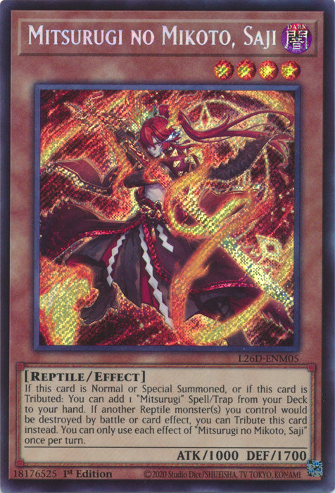 Yugioh - Mitsurugi no Mikoto, Saji *Secret Rare* L26D-ENM05 (NM)