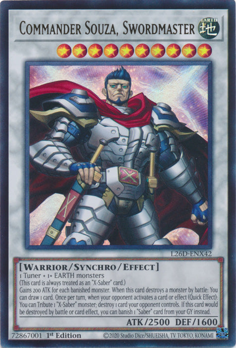 Yugioh - Commander Souza, Swordmaster *Ultra Rare* L26D-ENX42 (NM)